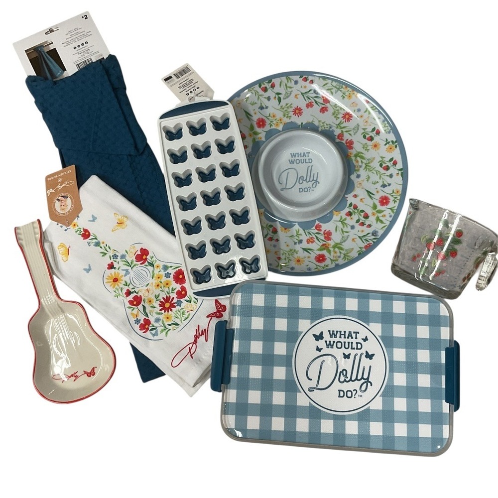 Dolly Parton‎ Set Spoon Rest  Tray Towel Cube Tray Snack Organizer Kitchen Decor
